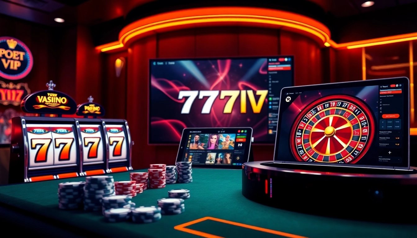 Experience the excitement at 777vip with glowing slot machines and vibrant casino games.