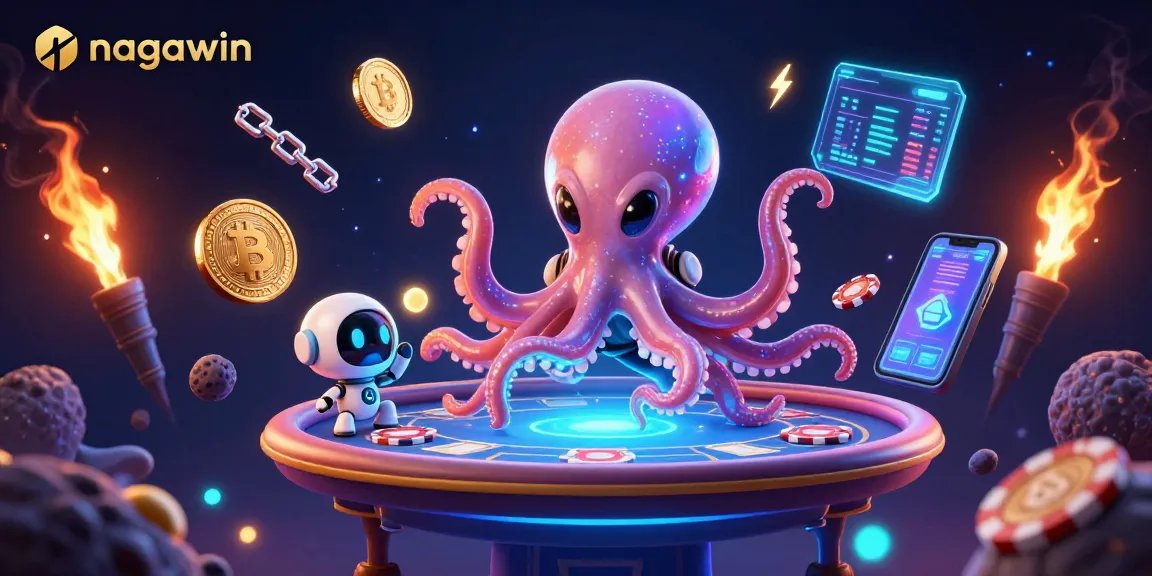 Menangkan permainan di nagawin dengan alien kartun dan robot temannya di meja poker holografis.